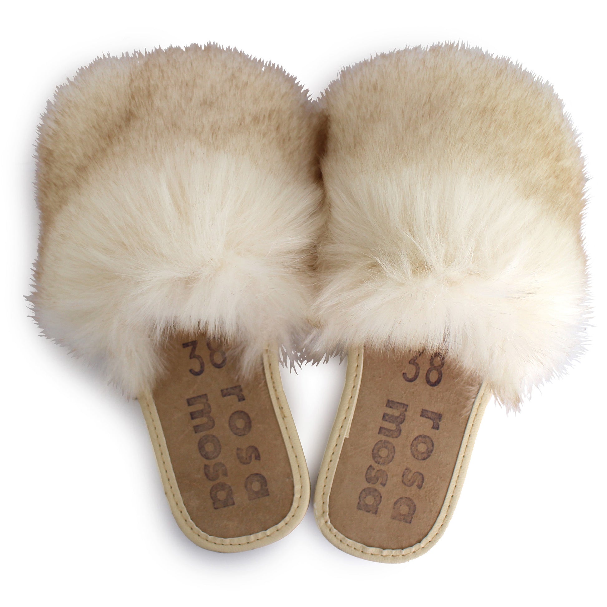 Faux Fur Slippers White Fox 36