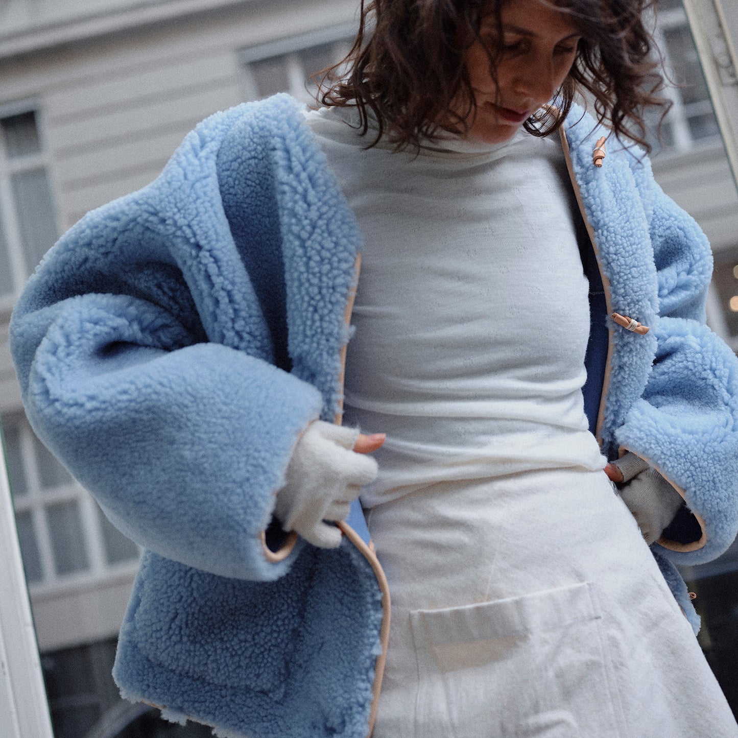 Jacket METEOR + Reversible Shearling Jacket + Ice Blue