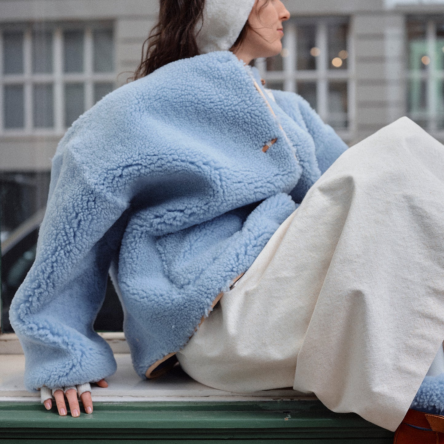 Jacket METEOR + Reversible Shearling Jacket + Ice Blue