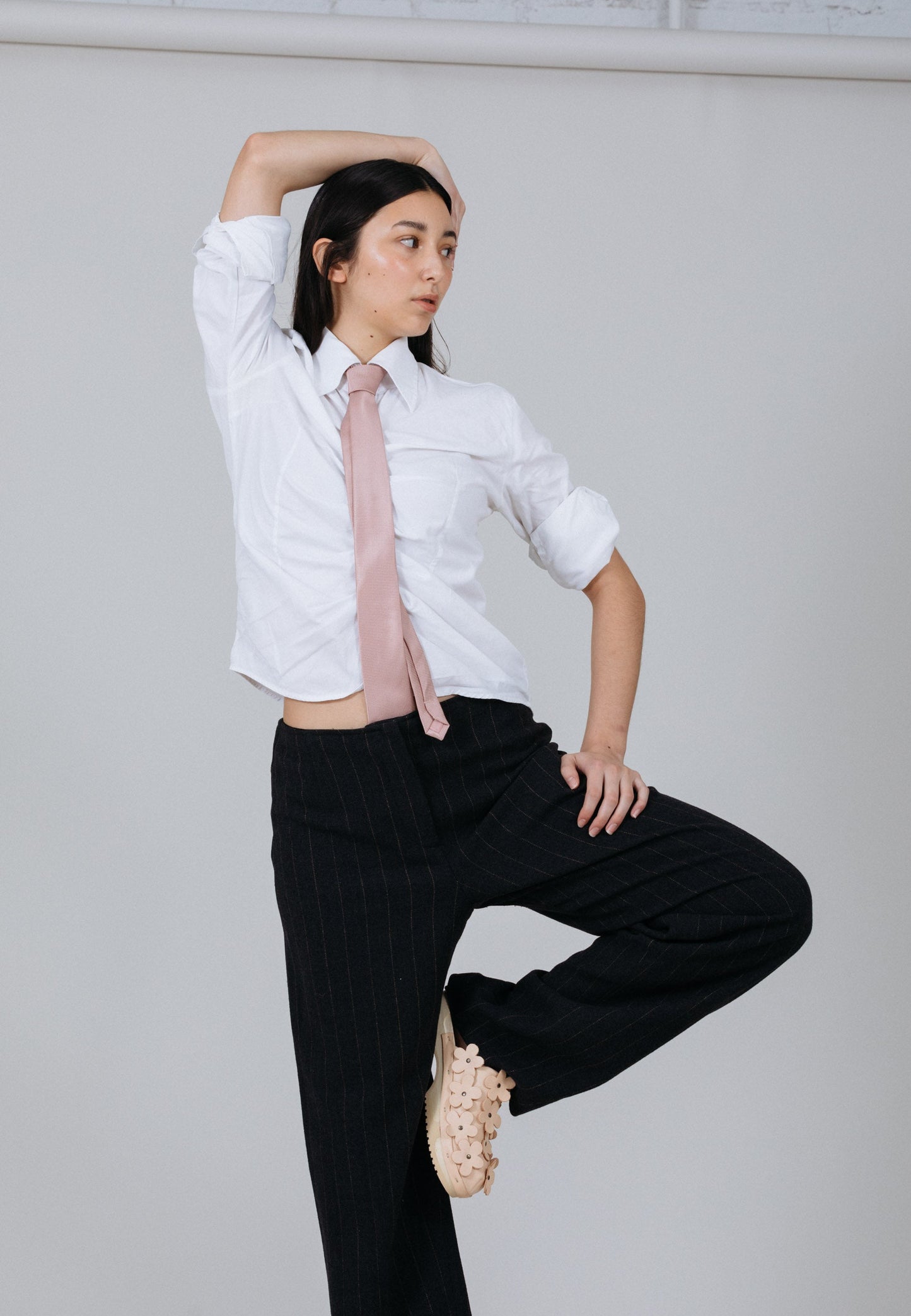 PANTO FIORE + Leather Clog Shoes + Powder Beige