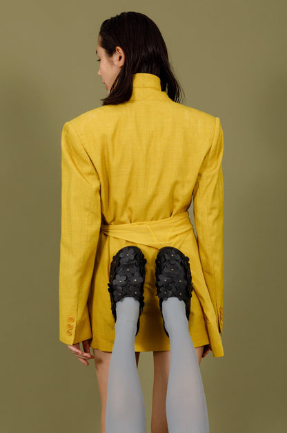 PANTO FIORE + Leather Clog Shoes + All Black