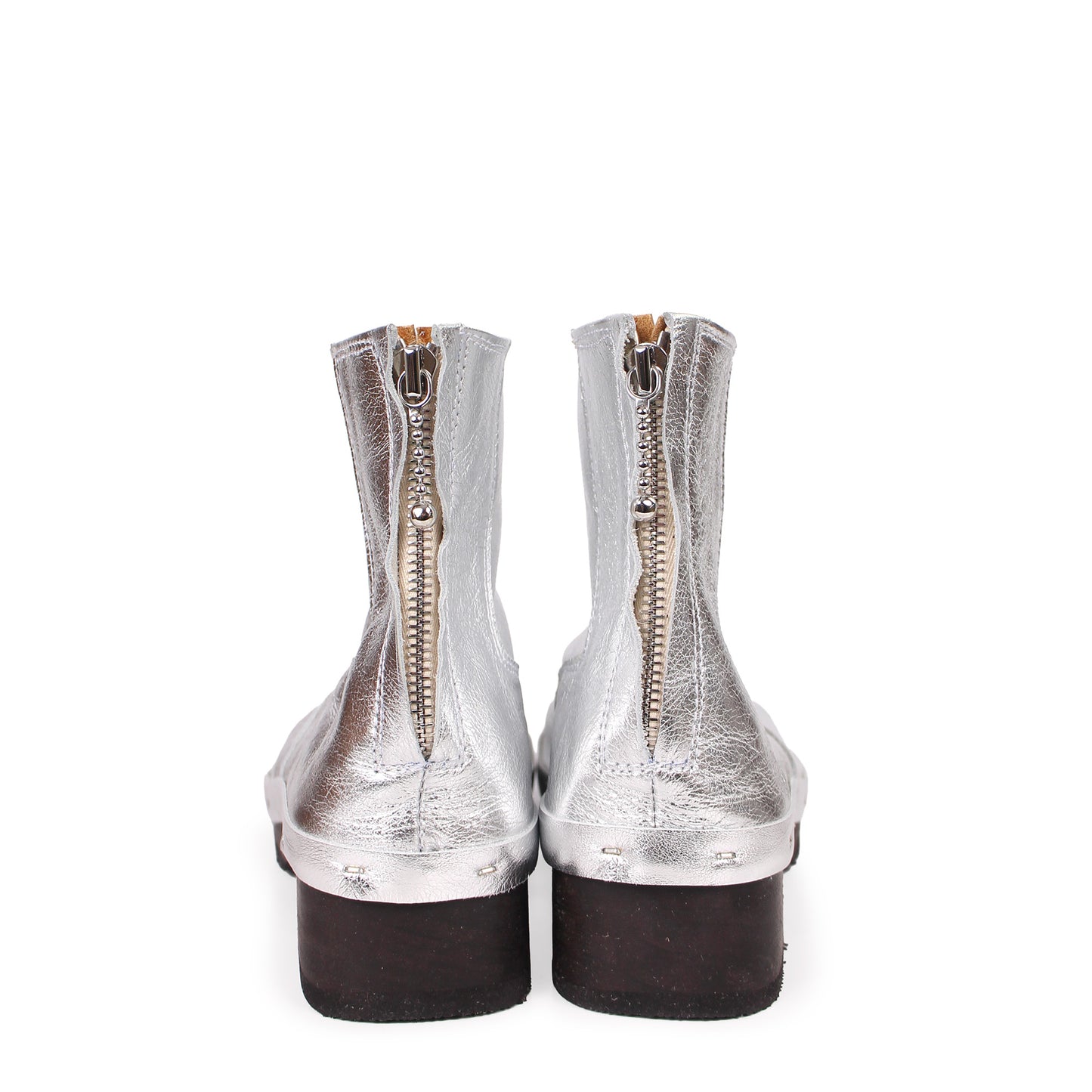 ROCCO Metallic + Leather Clog Boots + Silver