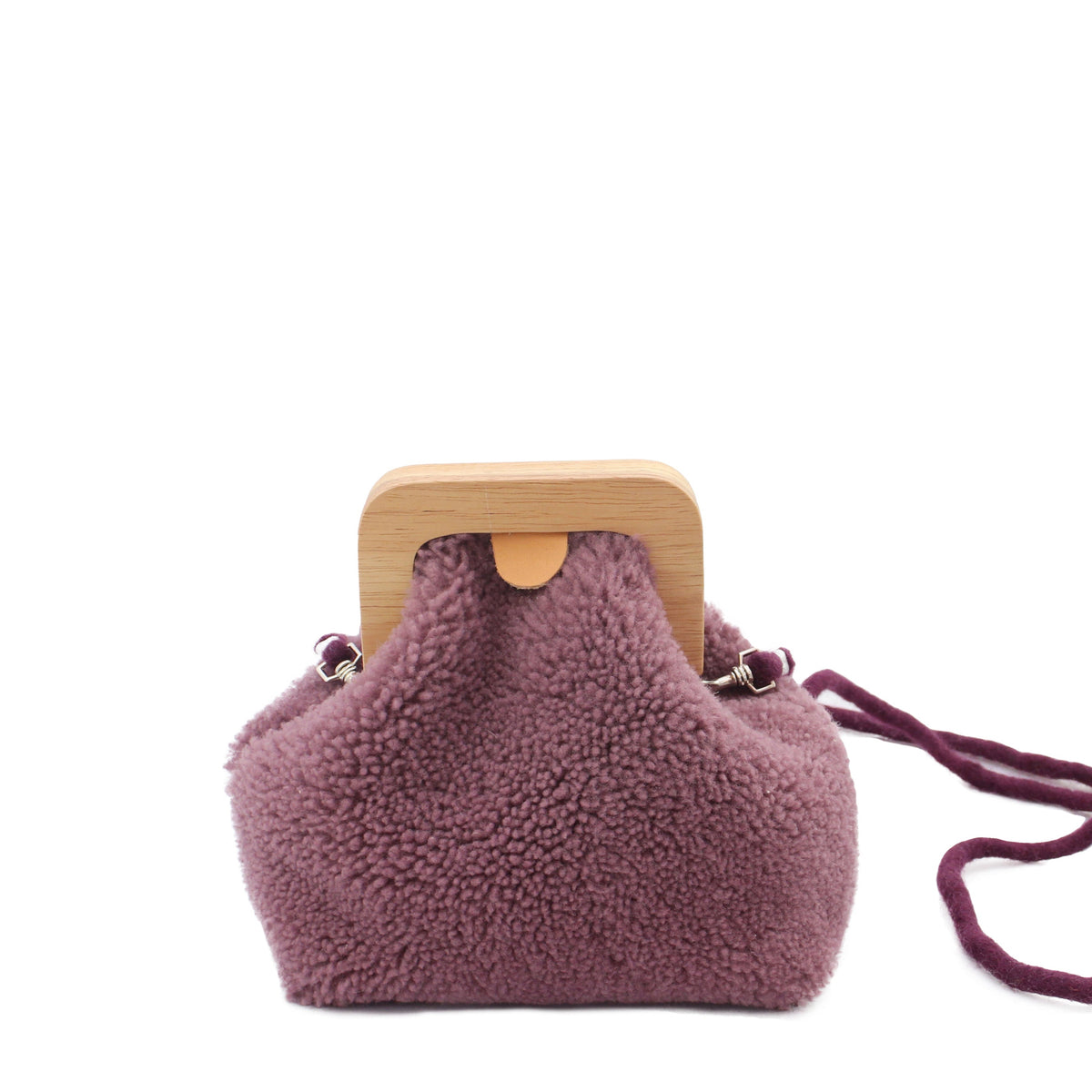 ANGOLO BAG SMALL Curly + Shearling Mini Bag + Mauve – rosa mosa