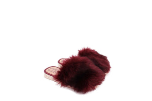 Faux Fur Slippers + Bordeaux