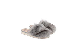 Faux fur SLIPPERS + Silver