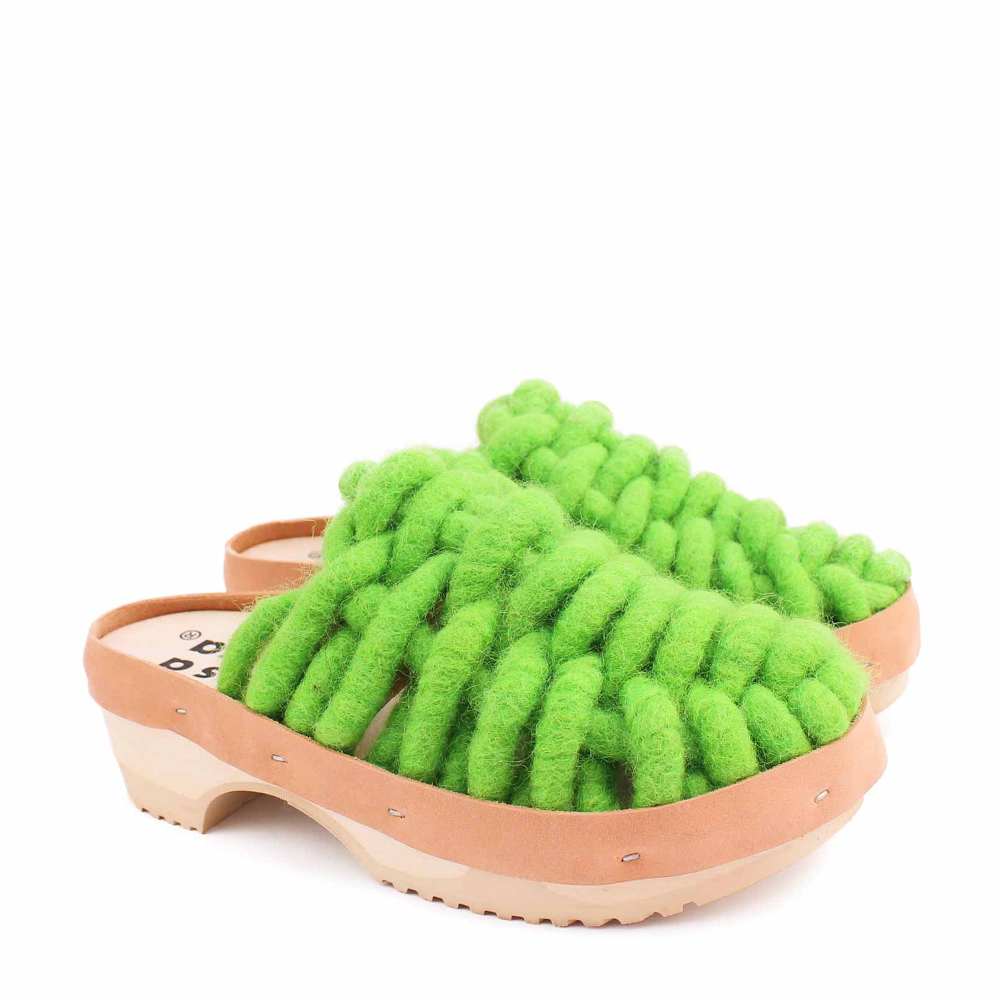 ROSA MOSA NET PANTO WOOL CLOG FLUORESCENT GREEN